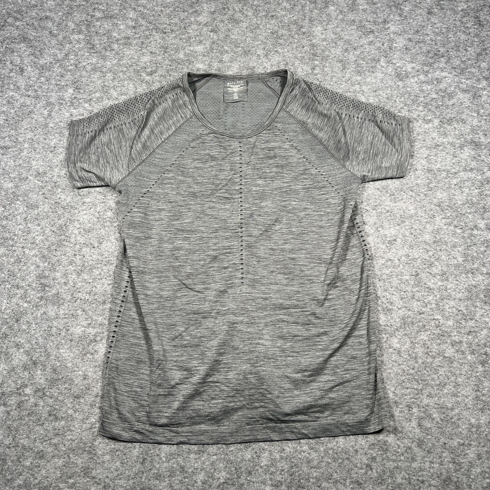 Athleta Shirt Womens L Gray Crew Neck Short Sleeve Breathable Moisture Wicking